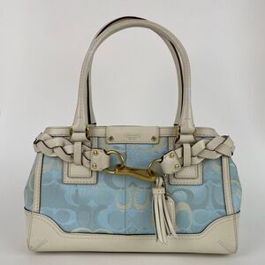 Coach Hampton Optic Signature Carryall Shoulder Bag Baby Blue